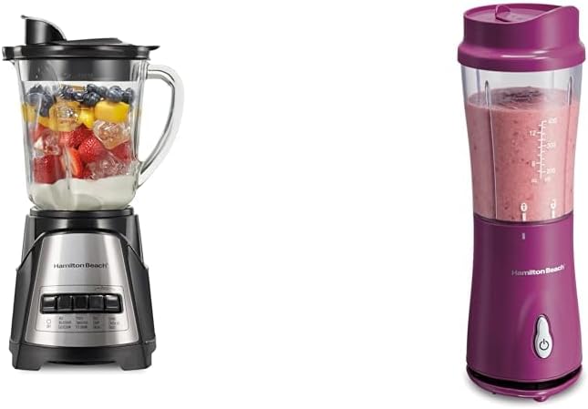 Hamilton Beach Power Elite Wave Action blender-for Shakes &amp Smoothies &amp Portable Blender for Shakes and Smoothies with 14 Oz BPA Free Travel Cup and Lid