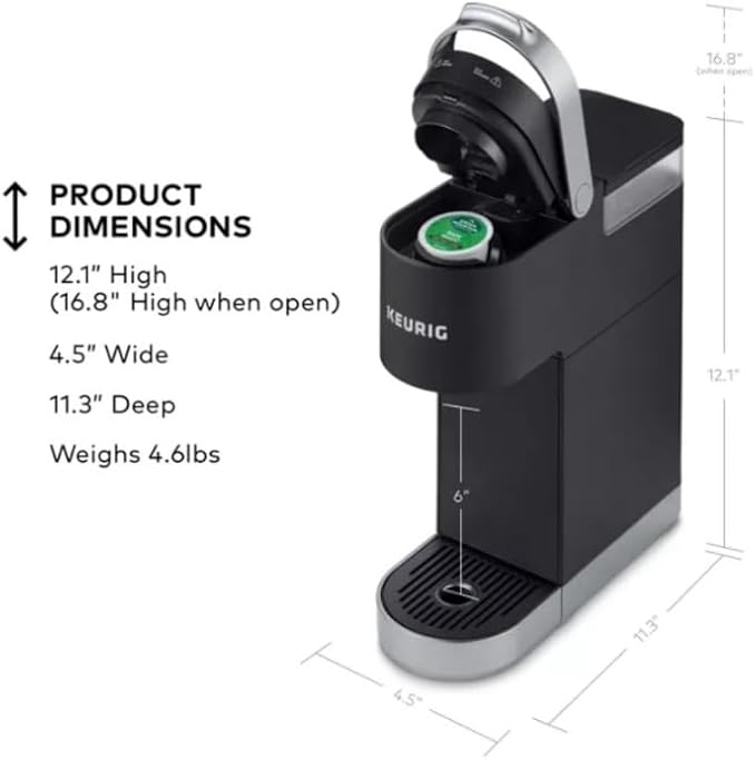 Keurig K-Mini Plus Single Serve Coffee Maker with 5-inch Brewer 6 to 12 Pounds Brew Size K-Cup Pod and Cord Storage (Black)