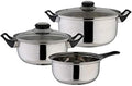 axentia 131729 Compact Pot Set Glass Lid Stainless Steel 5 Pieces Cookware Silver