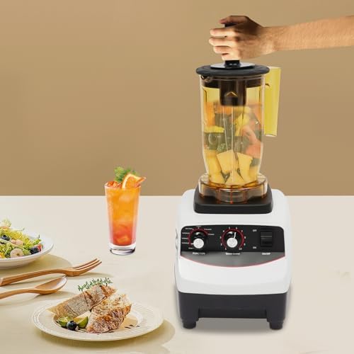 2200W Commercial Smoothie Blender - 2L High-Speed Countertop Mixer with Soundproof Cover for Ice Crushing Chopping Grinding &amp Blending - Professional Kitchen Appliance