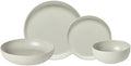 Casafina Ceramic Stoneware 4-Piece Place Setting Service for 1 Pacifica Collection Oyster Grey | Microwave &amp Dishwasher Safe Dinnerware Set | Food Safe Glazing | Restaurant Quality Tablewa