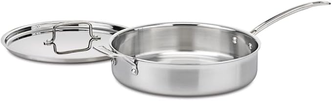 Cuisinart 12 Piece Cookware Set MultiClad Pro Triple Ply Silver MCP-12N and MCP33-30HN MultiClad Pro Triple Ply 5.5-Quart Saute Skillet Sauté Pan w/Helper &amp Cover