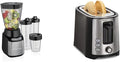 Hamilton Beach Stay or Go Blender with 32oz Jar 8oz Grinder Black and Silver (52400) &amp 2 Slice Extra Wide Slot Toaster with Shade Selector Toast Boost Auto Shutoff Black (22633)