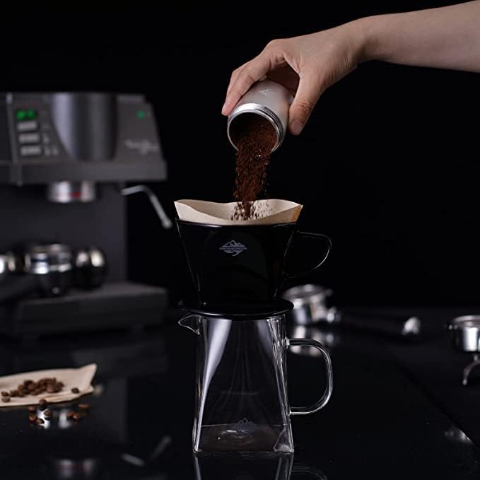 Pour Coffee Dripper Set Manual Drip Ceramic Coffee Maker 600ML Glass Carafe Ceramic Dripper Coffee Filters（Black）