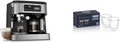 De'Longhi All-in-One Combination Coffee Maker &amp Espresso Machine + Advanced Adjustable Milk Frother &amp DeLonghi Double Walled Thermo Espresso Glasses Set of 2 Regular Clear