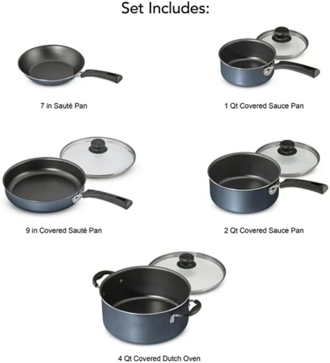 9-Piece Non-stick Cookware Set Blue - Vibrant Color with Premium Non-stick Coating Easy Clean &amp Safe Cooking