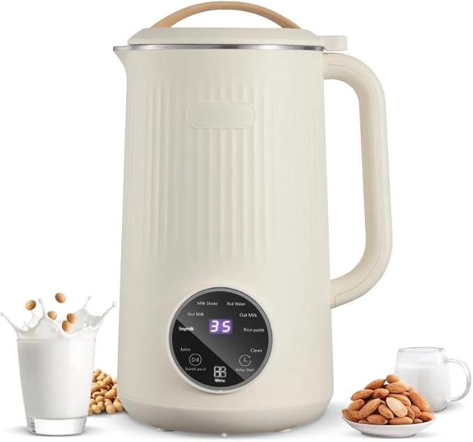 8 in 1 Nut Milk Maker Blender 32oz Homemade Soy Almond Oat Coconut Plant Based and Non Dairy Beverages Automatic Soybean Machine With Delay Start/Keep Warm/Boil Water Cream