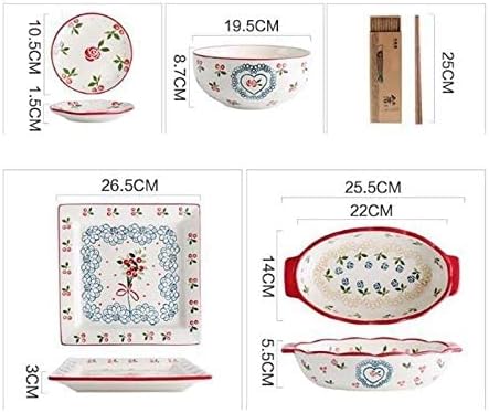 20 Piece Dinnerware Set Dishes Set for 6 Plates and Bowls Set Stoneware Tableware Tableware Combination Set Dishwasher Safe (C One Size)