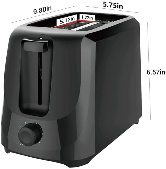 2-Slice Toaster With 6 Shade Settings And Removable Crumb Tray Black Fit Bread Slices Up To 4X 4
