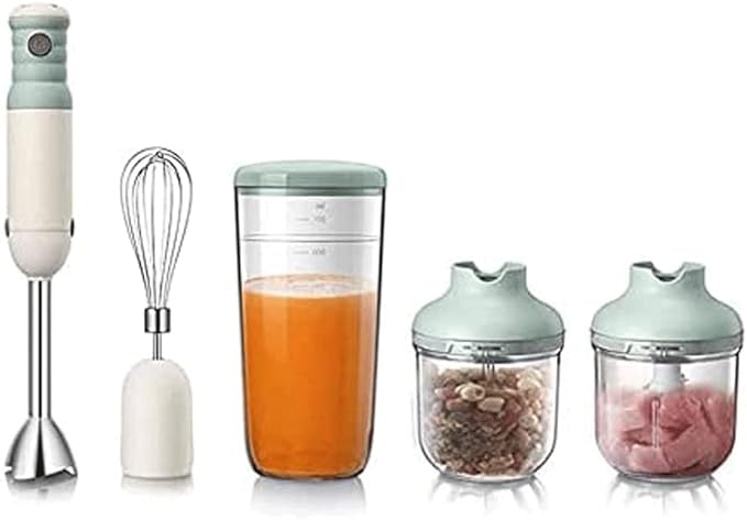 Hand Blender Turbo for Finer Results 4-in-1 Set Includes BPA-Free Food Chopper/Egg Beater/Beaker Ergonomic Grip Detachable