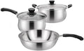 Stainless Steel Milk Pot Soup Wok Three Piece Cookware Set