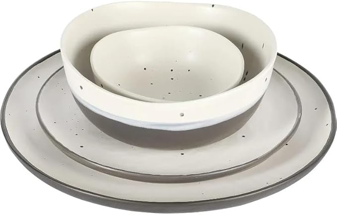Plates and Bowls 16pcs Dinnerware Set ClassicCeramic Round Bowl Service for 4