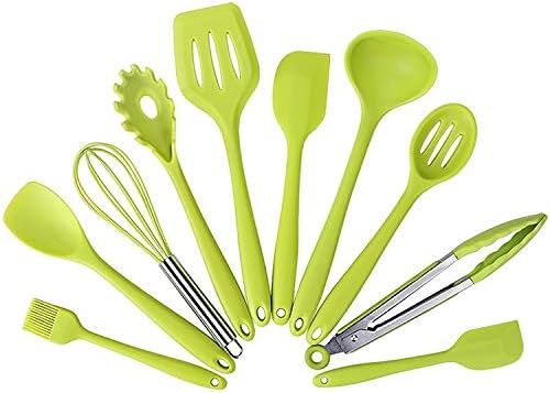 Kn7050 10 in 1 Silicone Kitchen Tool Set(Black) Cookware Set Cookware Picnic Boiler Cookware (Color : Green)