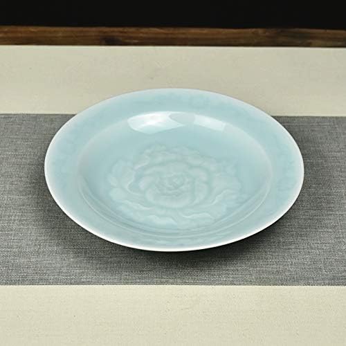 Plates Dinnerware 8 inches Celadon Dish with Penoy Microwave and Dishware Safe(set of 4)