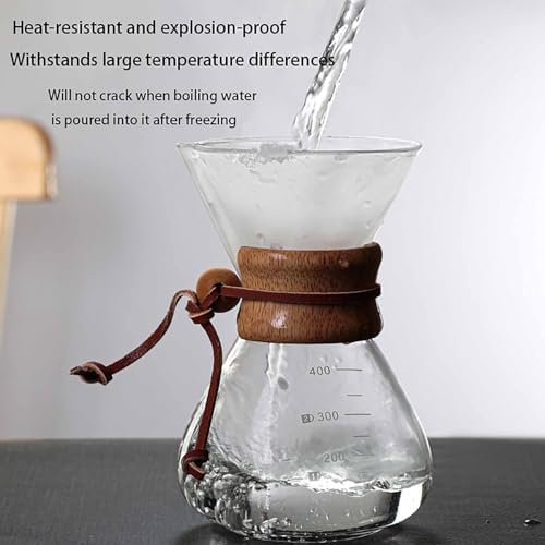 GS Pour Over Coffee Maker - 13.5 OZ Glass Carafe with Stainless Steel Filter Reusable &amp Portable Drip Coffee Maker for Home Office Camping - 600ML