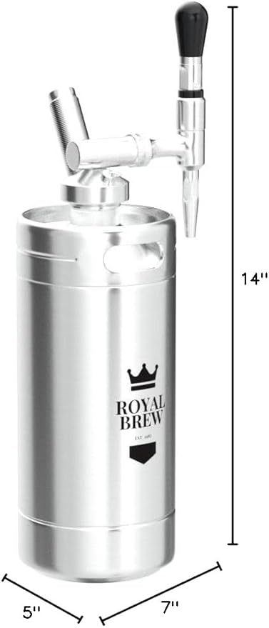 The Original Royal Brew Nitro Cold Brew Coffee Maker - Gift for Coffee Lovers - 128 oz Extra Large Home Keg Nitrogen Gas System Coffee Dispenser Kit