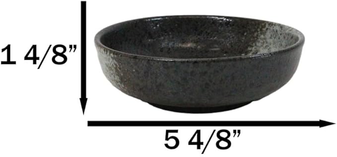 Ebros Gift Artistic Charcoal Grey Tone Hakumu Collection Dinnerware Serveware Kitchenware Set Asian Japanese Restaurant Supply (Pack Of 5 Shallow Bowl Deep Plates 10oz)
