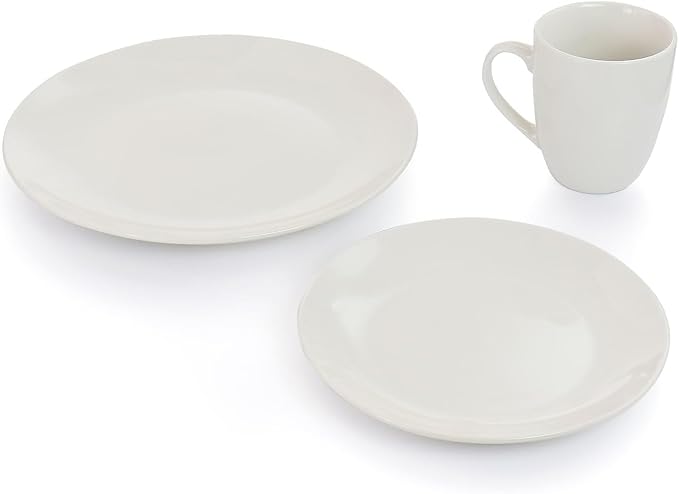 32 Piece White Porcelain Dinnerware Set with 2 Serving Bowls – Service for 6 Microwave &amp Dishwasher Safe Elegant Plate and Bowl Set for Everyday Use or Entertaining