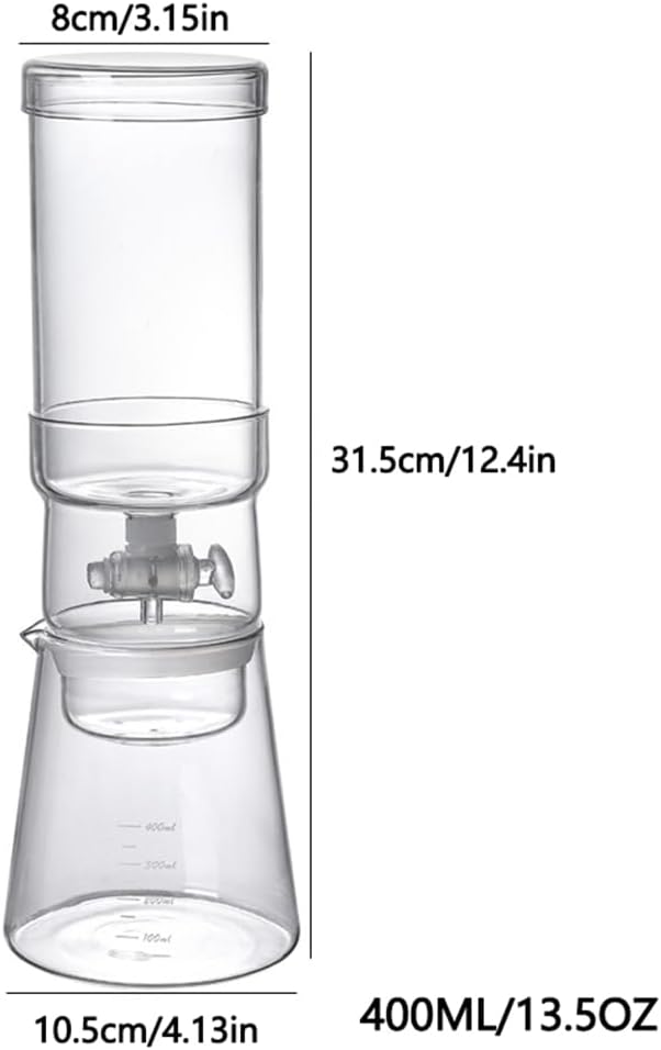 Cold Brew Coffee Maker 13.5OZ High Borosilicate Glass Ice Drip Coffee Brewer Adjustable Outlet Drip Speed Constant Pressure Brewing