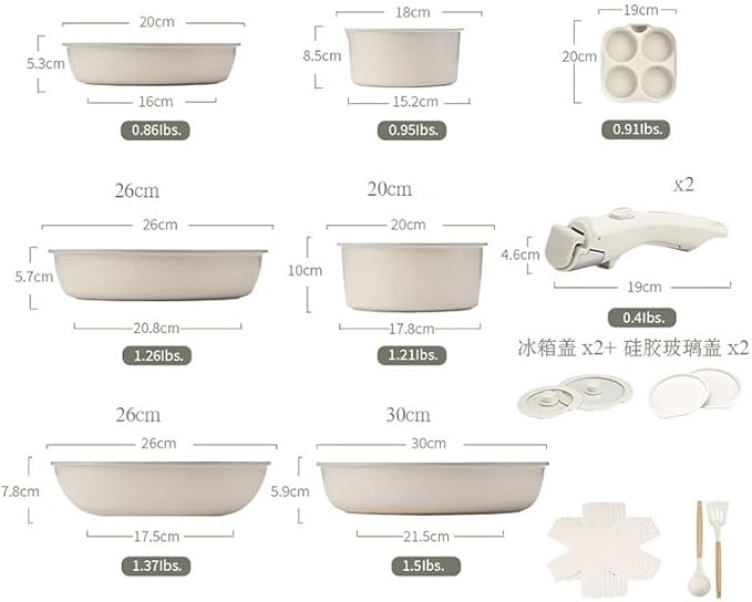 Complete Kitchen Set with Medical Stone Non stick Frying Pans Cookware