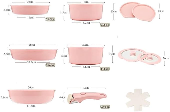 Ceramic Coating Non Stick Pans Complete Cookware Set with Detachable Handles