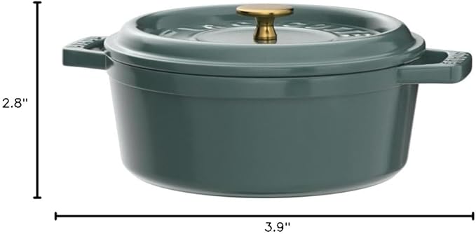 Staub Z1025-315 Mini Pico Cocotte Round Eucalyptus 3.9 inches (10 cm) Small Double-Handed Cast Enameled Pot With Serial Number La Cocotte Round