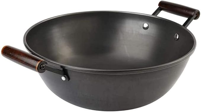Cooking Pot Cast Iron Wok Pan Fine Iron Stew Non-Stick Wok Uncoated Household Large Iron Pan Double Ear Pig Iron Stew Pan