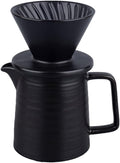 Ceramic Pour Over Coffee Maker SetPremium Black V60 Dripper and Hand Coffee Pot1-2 Cup Home Filter Coffee Maker-500ml