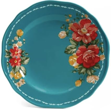 Vintage Floral 12-Piece Dinnerware Set Service for 4 (~Teal)