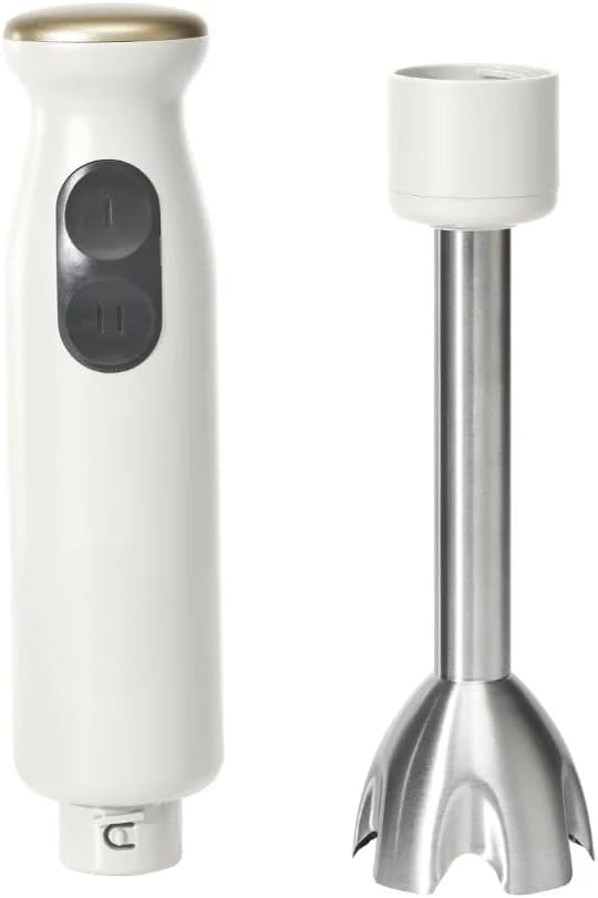 2-Speed Immersion Blender with Chopper &amp Measuring Cup - White Hand Blender for Kitchen
