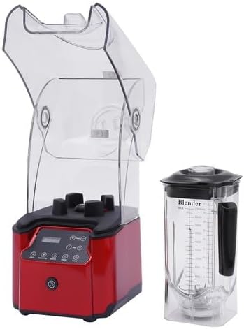 2.2L Commercial Blender Fruit Juicer Smoothie Maker Mixer w/Soundproof Cover 2200W Professional Countertop Blender Stainless Steel Blenders with Shield Quiet Sound Enclosure for Kitchen Shakes