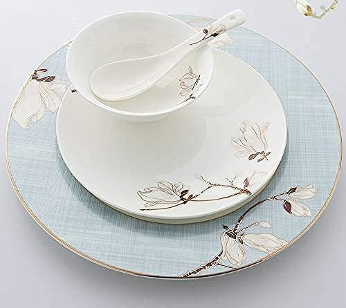 Chinese Flower Pattern Dinnerware Set Bone China Phnom Penh Plates and Bowls Set for Restaurant and Wedding Gifts Dinnerware Plates Set (2)