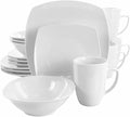 212 Main Bishop Soft Square Porcelain Dinnerware Set White - 16 Piece
