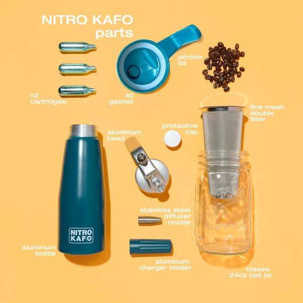 Premium 0.5L Nitro Coffee Maker Aluminum Nitro Cold Brew Coffee Maker with Nitro Diffuser Nozzle &amp Cold Brew Pitcher for Making Nitro Cold Brew 1 Pint/0.5L Includes (10) Nitro Cartridges