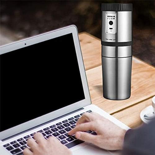Portable Coffee Maker Stainless Steel Electric Grinding One Hand Cup 250Ml Mini Home Outdoor Coffee Pot Grinder (Silver) (Silver)
