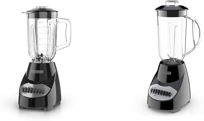 BLACK+DECKER 10-Speed Countertop Blender Bundle with 5-Cup Glass and 6-Cup Plastic Jars Stainless Steel Blades