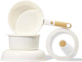 Non Stick Pots and Pans Set 6-Piece Granite White Home and Kitchen Cookware Induction Compatible with Saucepan &amp Skillet Oven &amp Dishwasher Safe