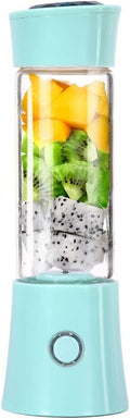 Portable Blender Smoothie Juicer Cup - Six Blades in 3D 480ml Fruit Mixing Machine with 4000mAhMixer Fruit Rechargeable Personal Size USB Home Jucie Blender Bottles (Color : Blue)