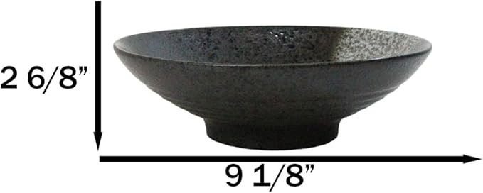 Ebros Gift Artistic Charcoal Grey Tone Hakumu Collection Dinnerware Serveware Kitchenware Set Asian Japanese Restaurant Supply (Pack Of 4 Large Ramen Soup Dinner Bowl 36oz)