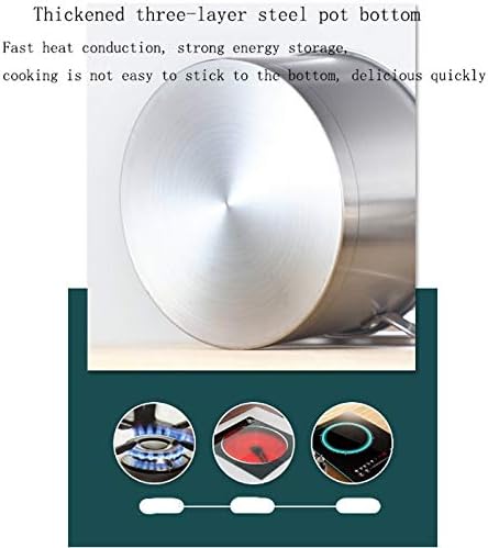 Cookware Cookware Set Kitchen Stainless Steel Soup Pot Saucepan Induction Safe Thickened Frying Pan Saucepan with Glass Lid 3 PCS/Set