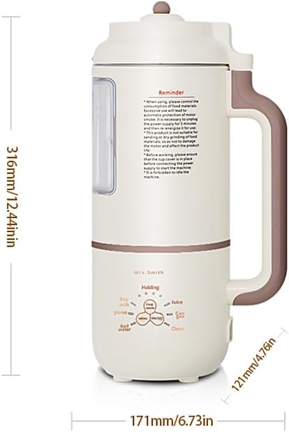 Mrs.Smith Electric Oat Milk Maker White Automatic Plant Based Milk Machine Countertop Blender with Display Window