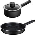 Cooking Pot Frying PanCookware Set Black Pan with Lid Cutlery Collection Cookware Cutlery Cookware Nonstick Kitchen Supplies (Black Size (Black