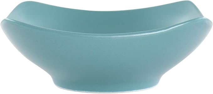 8 Piece Ceramic Dinnerware Set – Modern Matte Arctic Blue Plates and Bowls Soft Square Design Microwave &amp Dishwasher Safe (Arctic Blue)