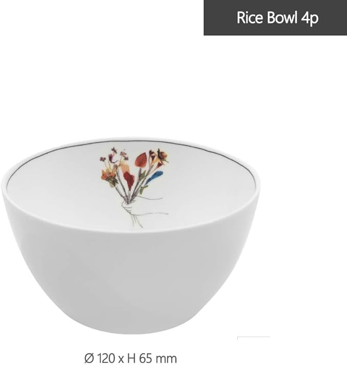 Hankook Chinaware Bouquet of Flowers Dining Set for 4 Dinnerware Korean Fine Bone-China Dojagi
