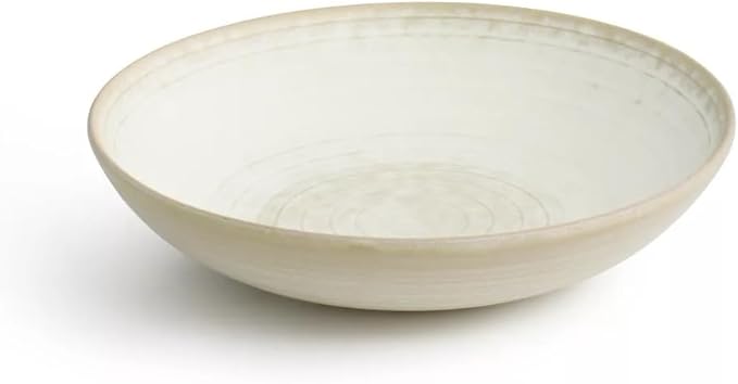 12 Piece Earthenware Dinnerware Set – Reactive Glaze Plates and Bowls with Raw Textured Base Round Ceramic Design Microwave &amp Dishwasher Safe Service for 4 (Matte White)