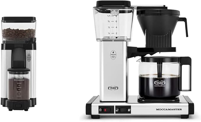Technivorm Moccamaster 49520 KM5 Burr Coffee Grinder Polished Silver &amp 53941 KBGV Select 10-Cup Coffee Maker Polished Silver 40 ounce 1.25l
