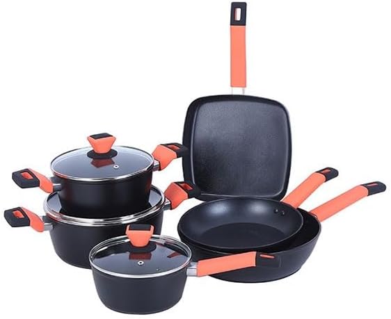 5Piece Non Stick Aluminum Cookware Set for Home Kitchens Compatible with Various Oven Types