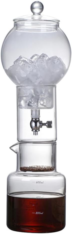 Cold Brew Coffee Maker with 100 Paper Filters 20oz Slow Drip Iced Coffee Maker Adjustable Speed Borosilicate Glass Pour Over Dripper Coffee Brewer for Home and Coffee Bar Accessories (Transparent)