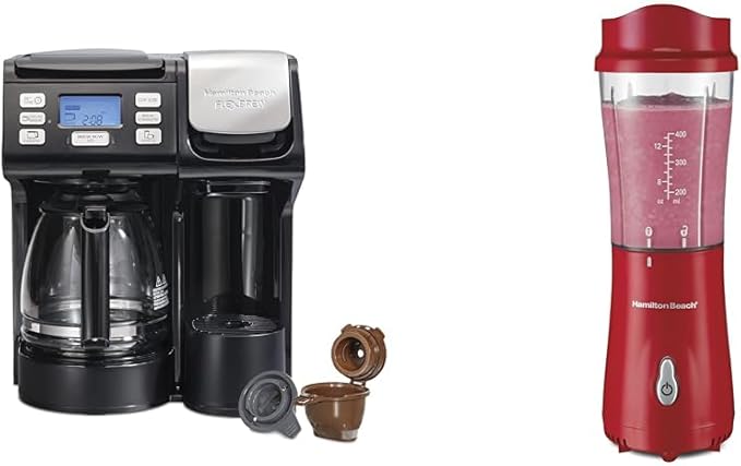 Hamilton Beach FlexBrew Coffee Maker and Portable Blender for Single Serve Full Pot Smoothies