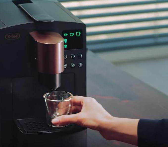 K-FEE® Grande Single Serve Coffee Espresso &amp Milk Machine (Black/Copper) | Compatible with Starbucks Verismo* | 4 Programmable Drink Settings | Coffee Maker